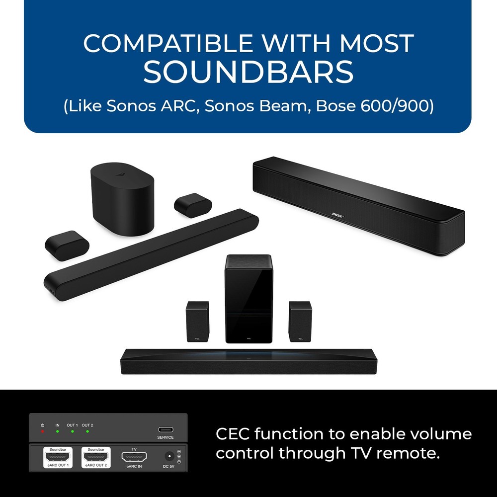 eARC Audio Splitter 1 in 2 Out