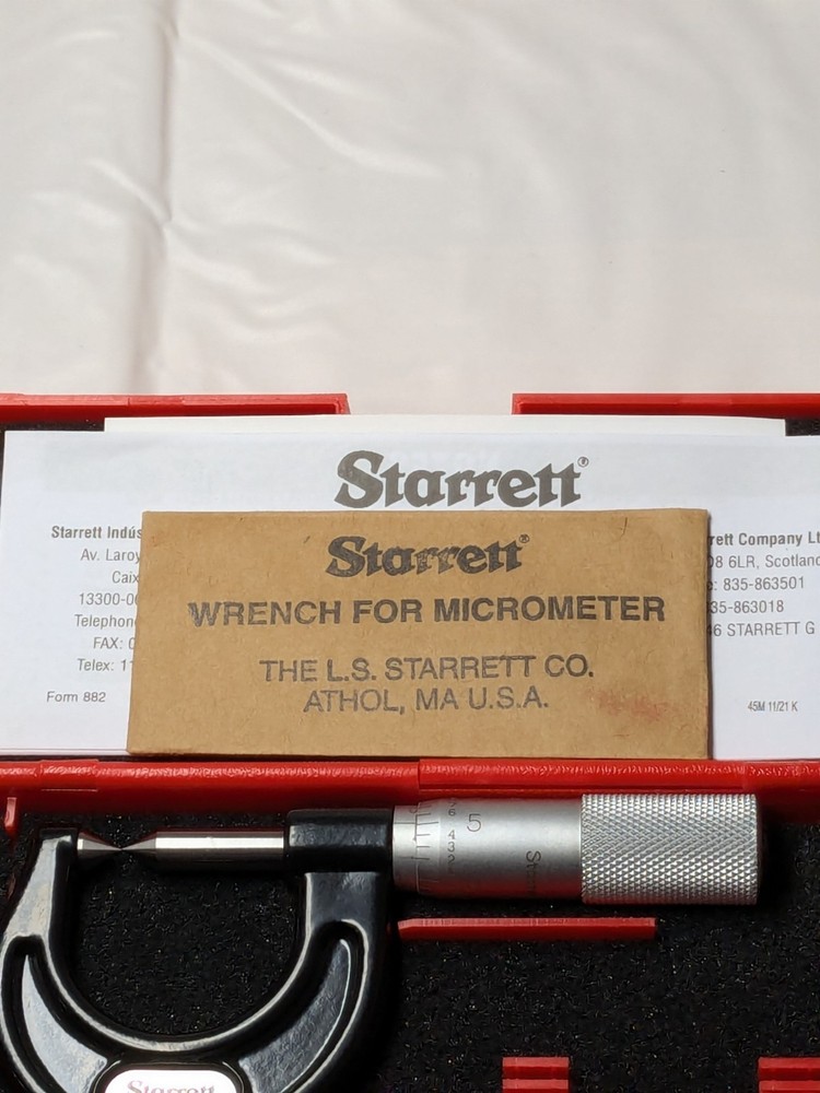 STARRETT Mechanical Screw Thread Micrometer 0 to 7/8" Range, 210AP