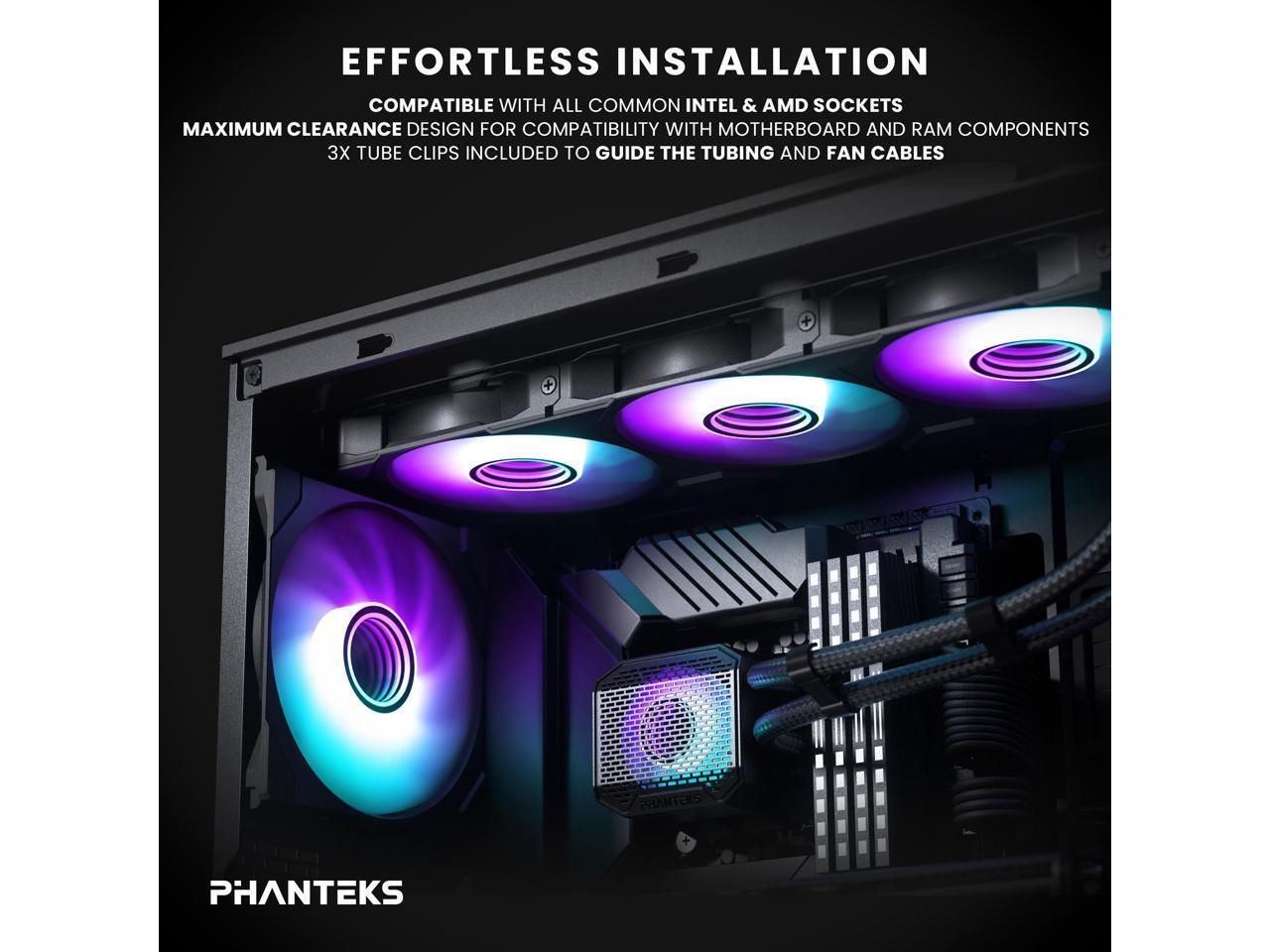 Phanteks Glacier One 360M25 G2 AIO Liquid CPU Cooler, Black, RGB Pump Cap Design