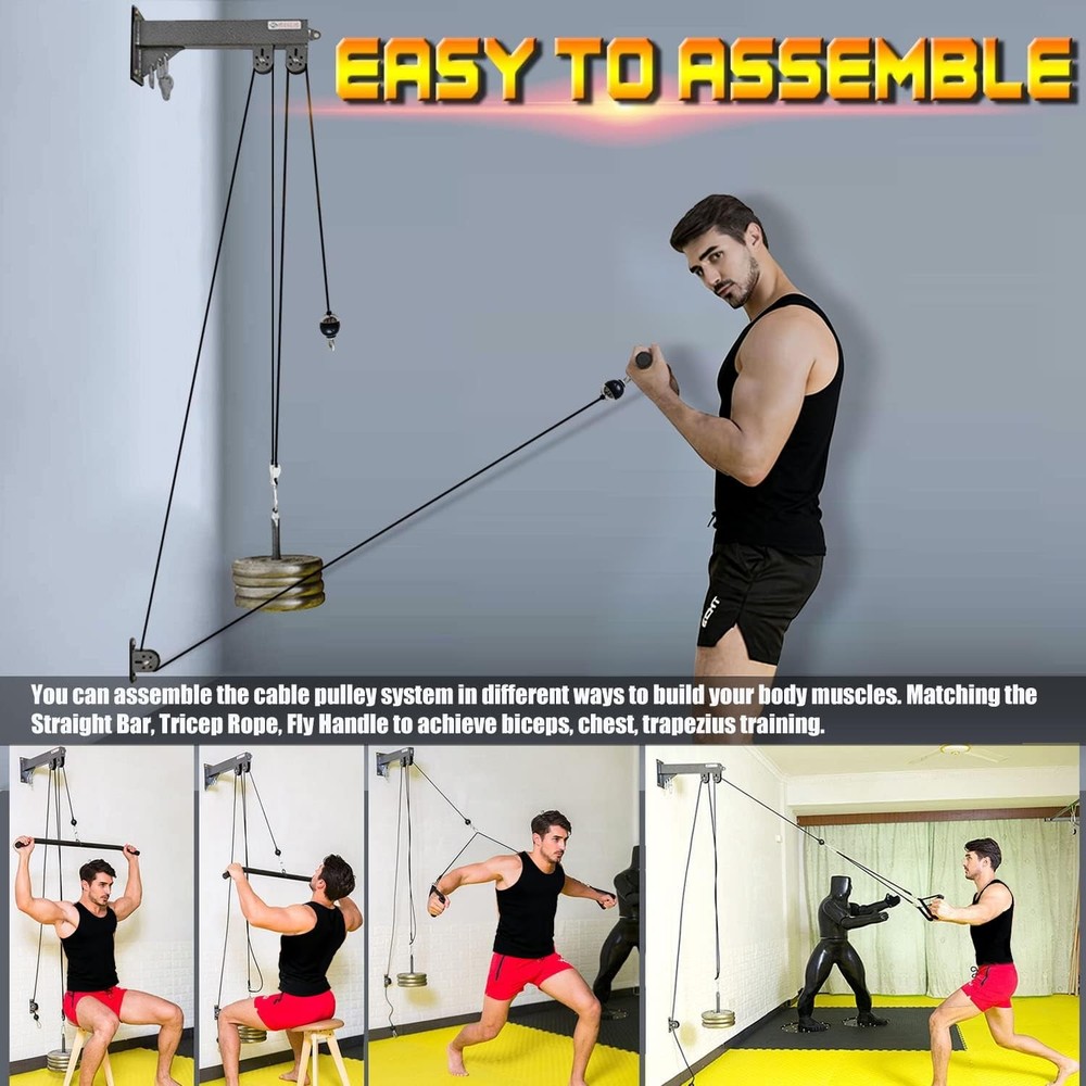 Wall Mount Pulley System for Gym - Lat Pull Down & Low Row Cable Machine
