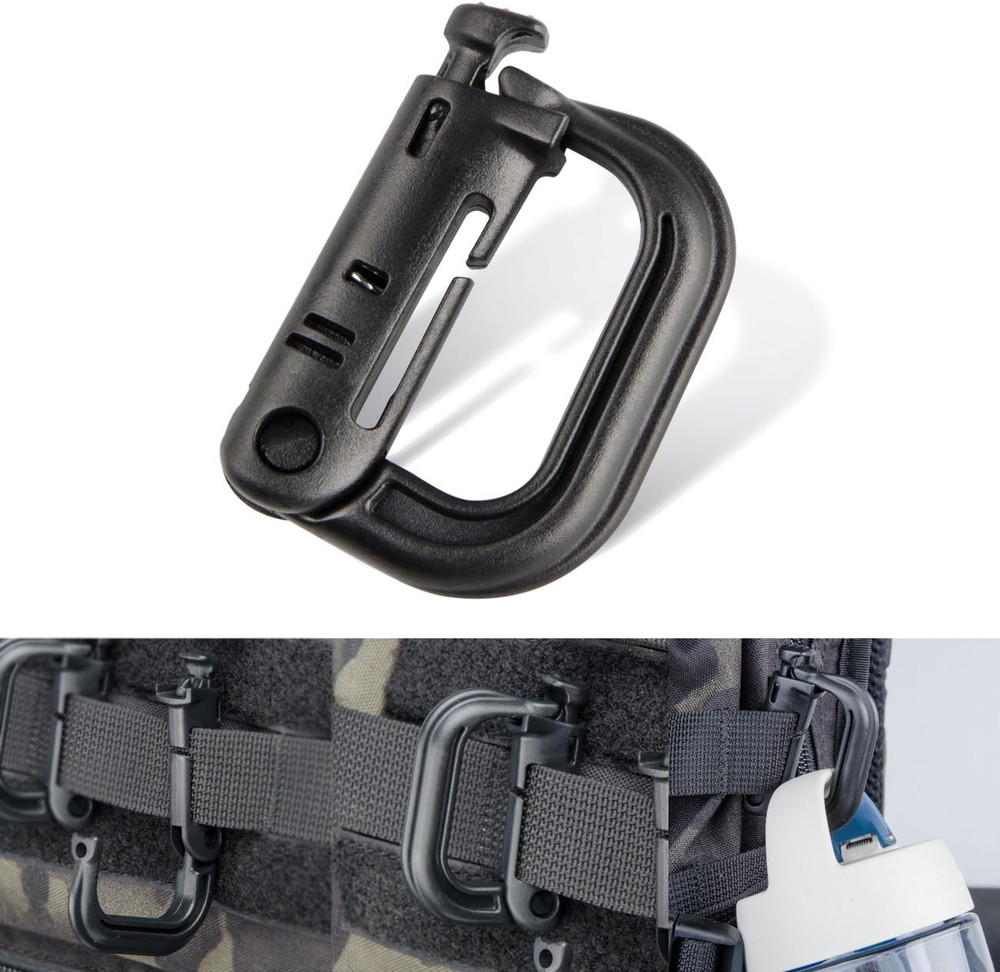 Tactical Gear ABS Plastic Molle D Ring Shape Buckle, Super-Handy Spring Snap Key