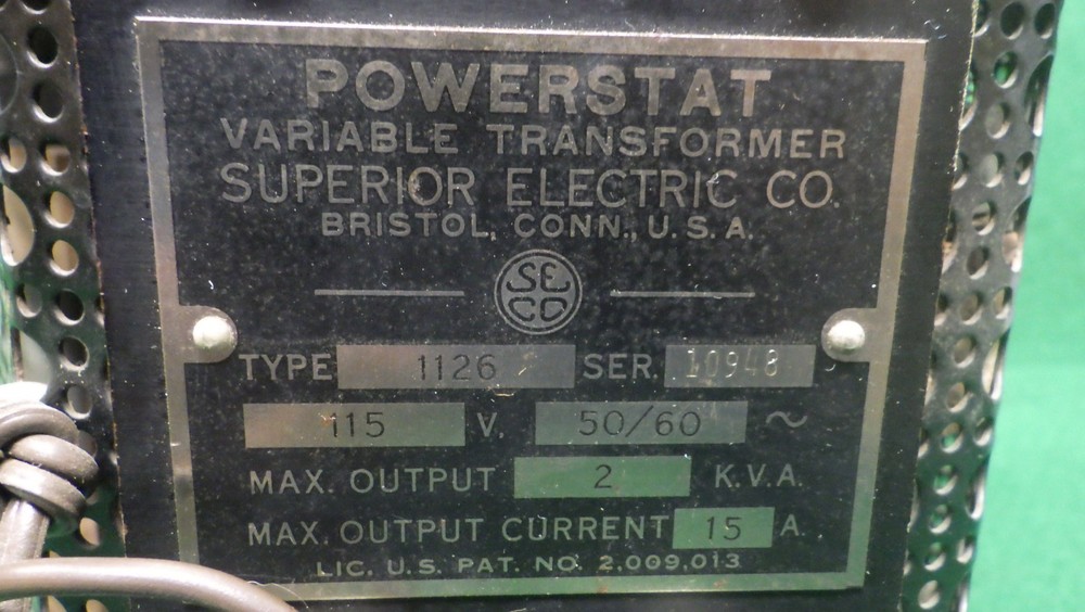 Vintage Powerstat 1126 Variable Transformer/Variac 115V 2kVa/15A