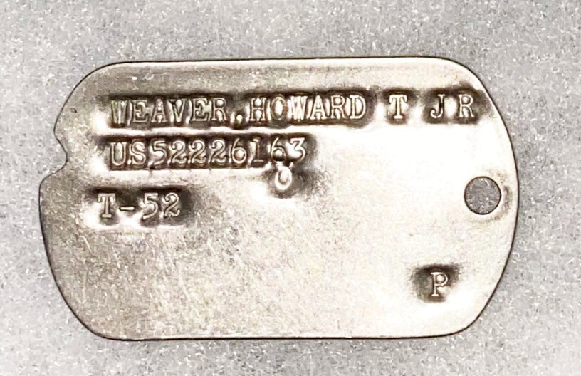 Post-WWII Howard Weaver T-52 Single Dog Tag
