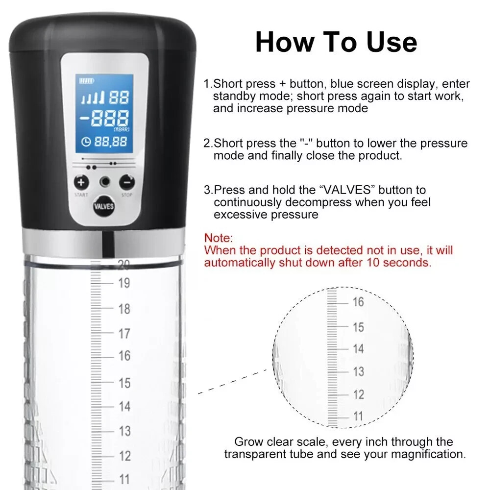 Vacuum Electric Penis Pump Digital rechargeable Male Men Penis Enlarger Growth