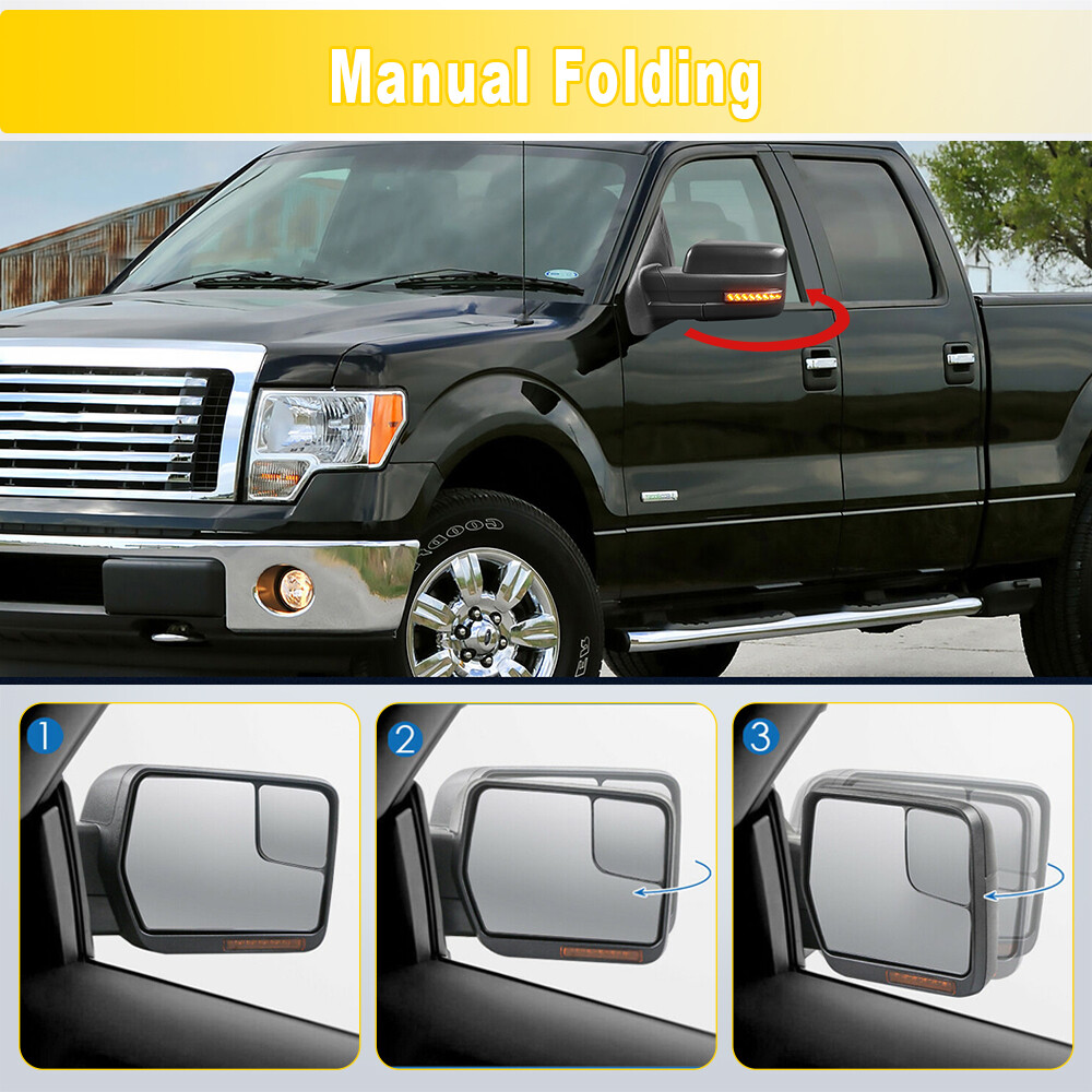 Pair Power Heated Tow Mirrors Dynamic Streamer Signal For 04-14 Ford F150 F-150