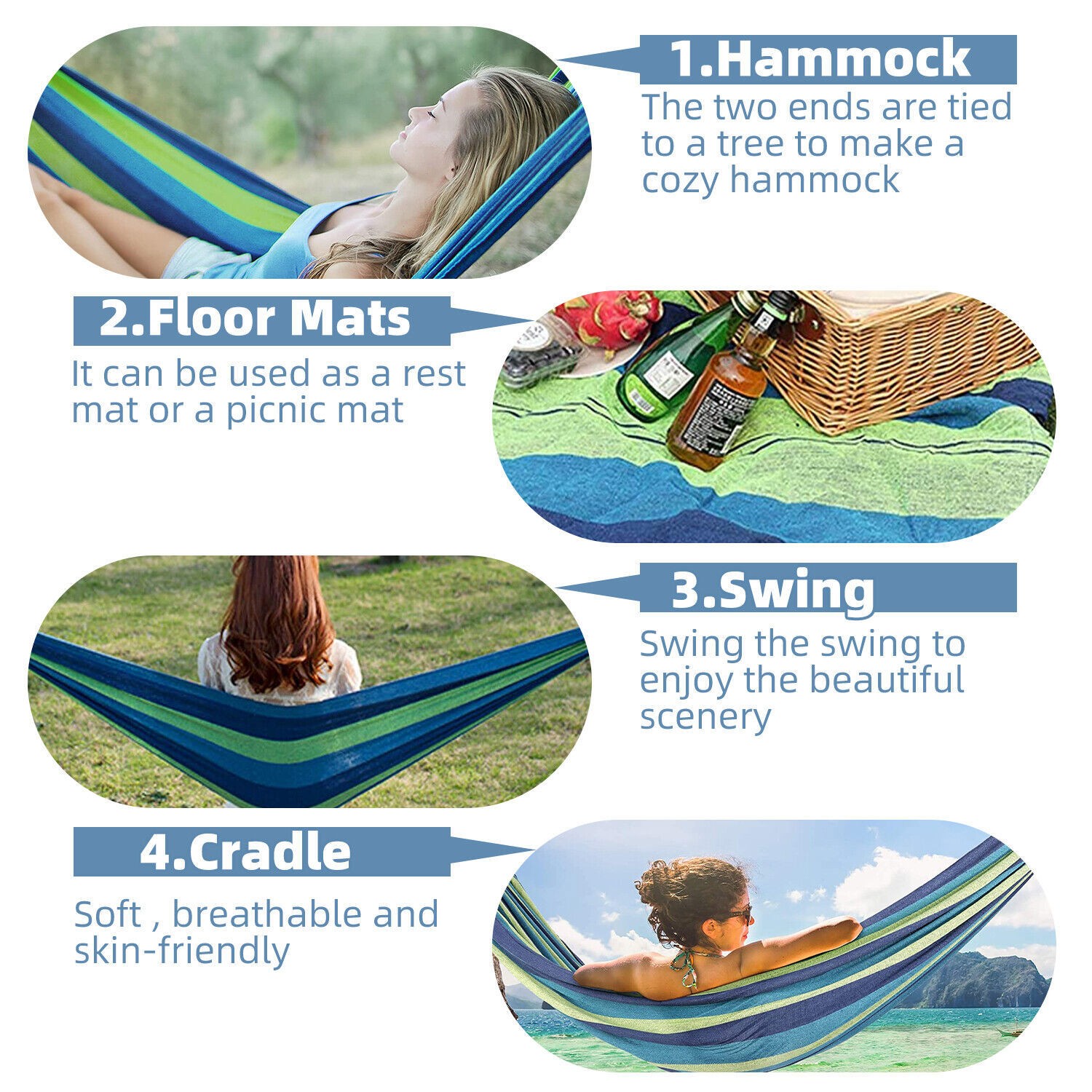 Portable Double Single Person Parachute Outdoor Camping Hammock Hanging Swing