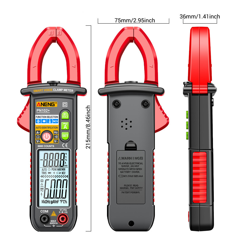 ANENG Smart Digital Clamp Meter Voice Broadcast Multimeter AC DC Volt Temp Meter