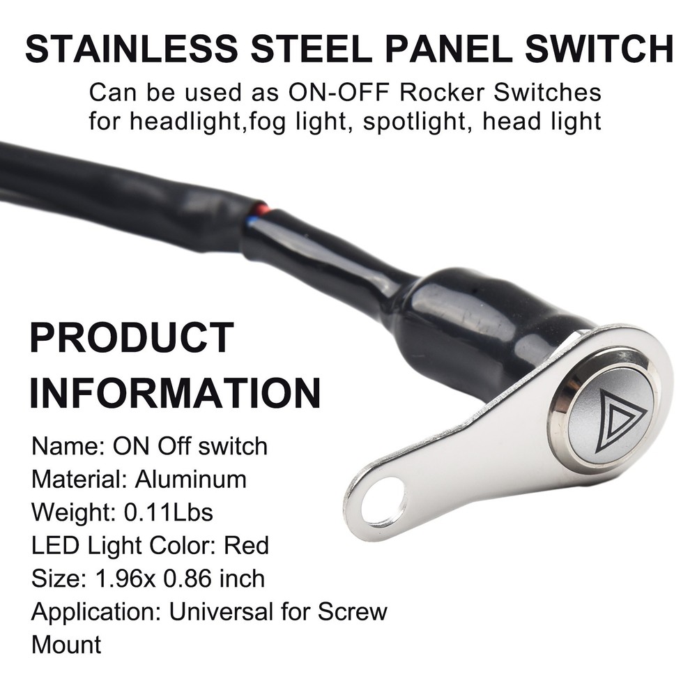 Red LED Motorcycle Switch ON+OFF Handlebar Mount Push Button 12V Work Light New