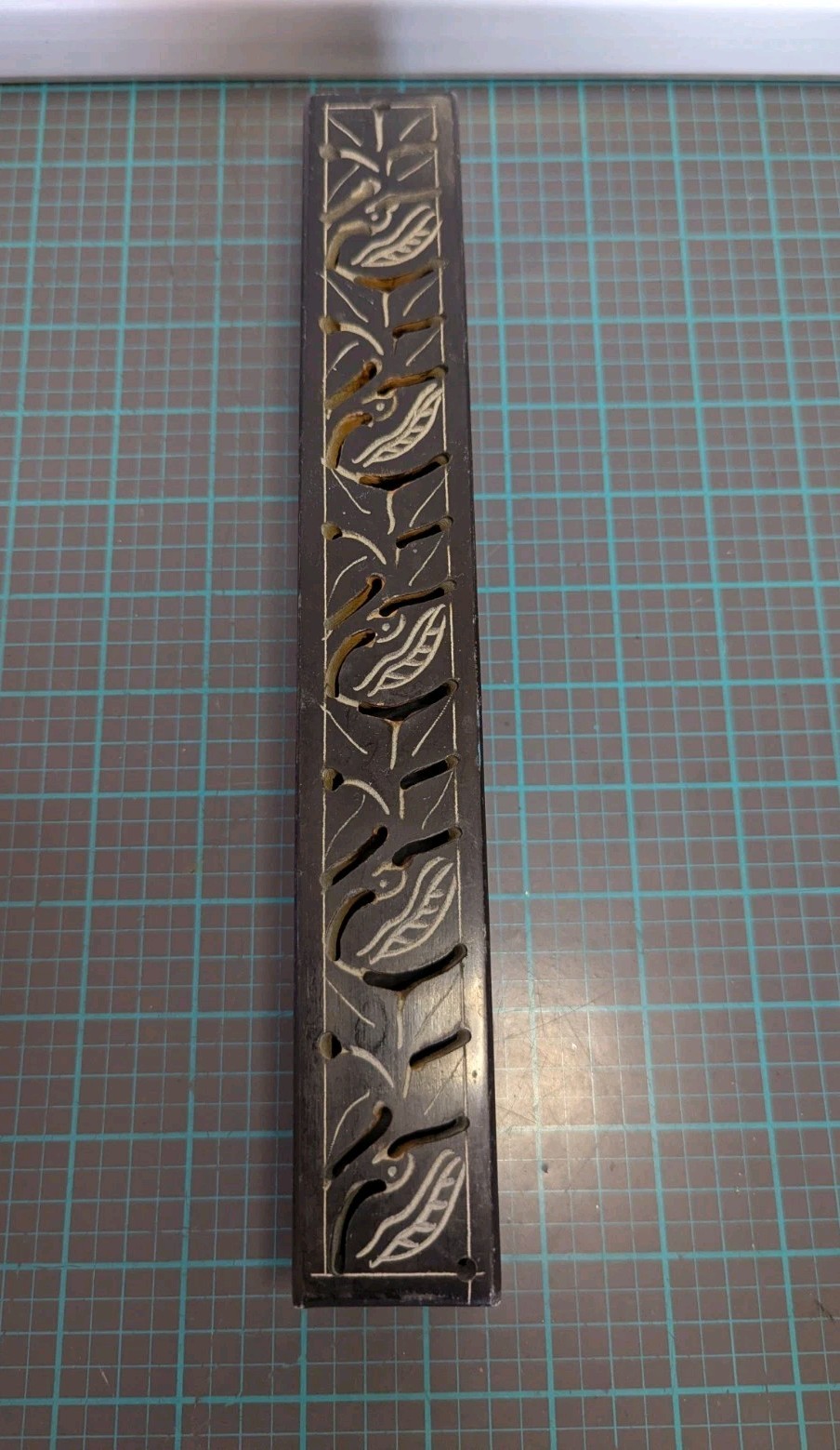 Black Hand Carved Stone Insence Burner Box Coffin Burner Insence Holder 10"