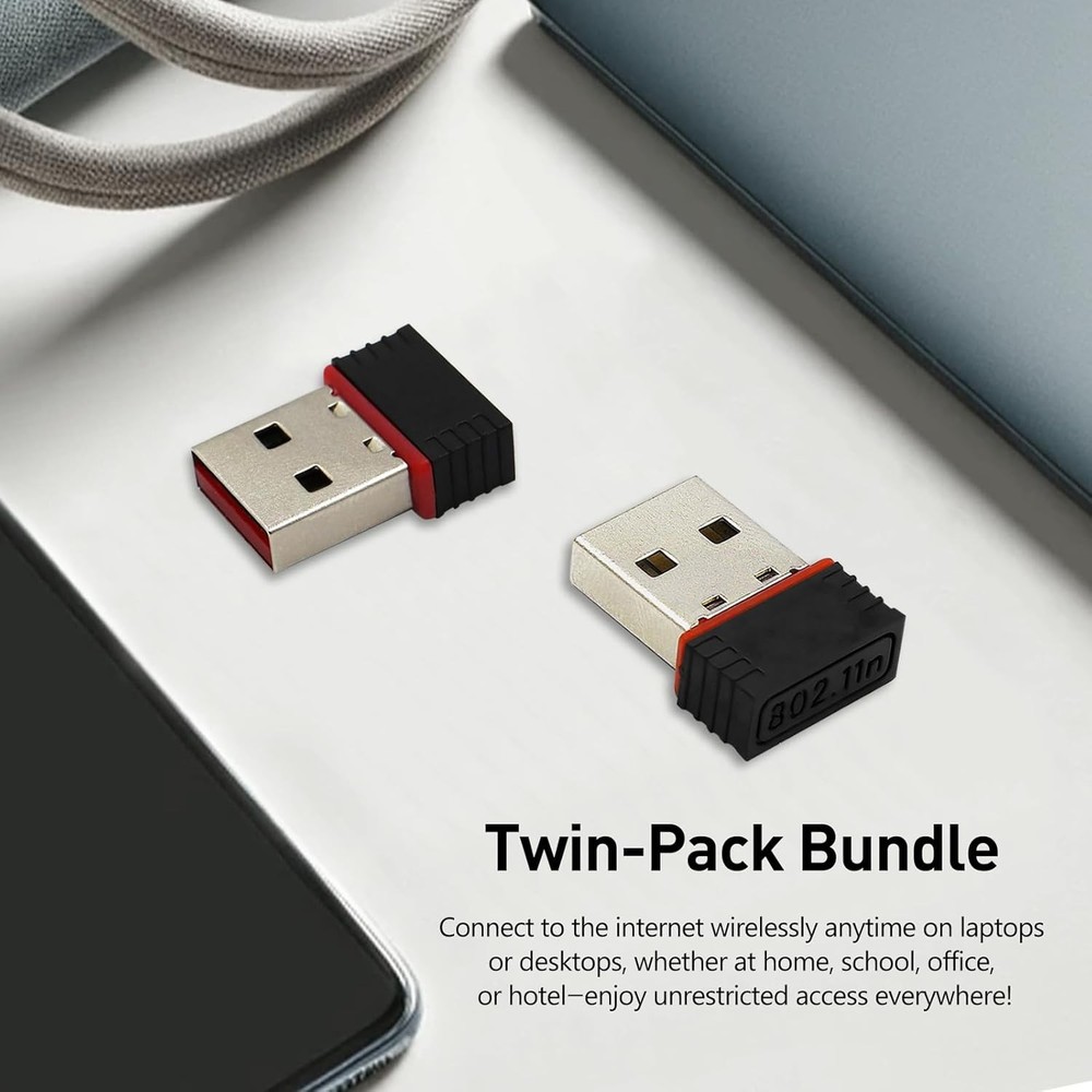 2 Pack 150Mbps USB WiFi Adapter Windows 10 Plug Play
