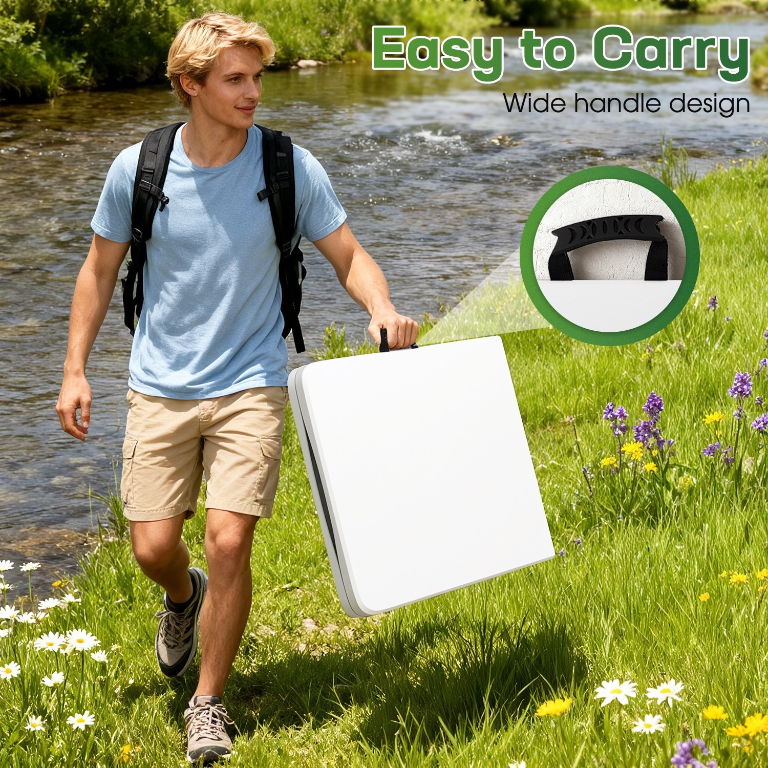 6 FT Picnic Table, Portable Plastic Folding Table with Carrying Handle Perfect