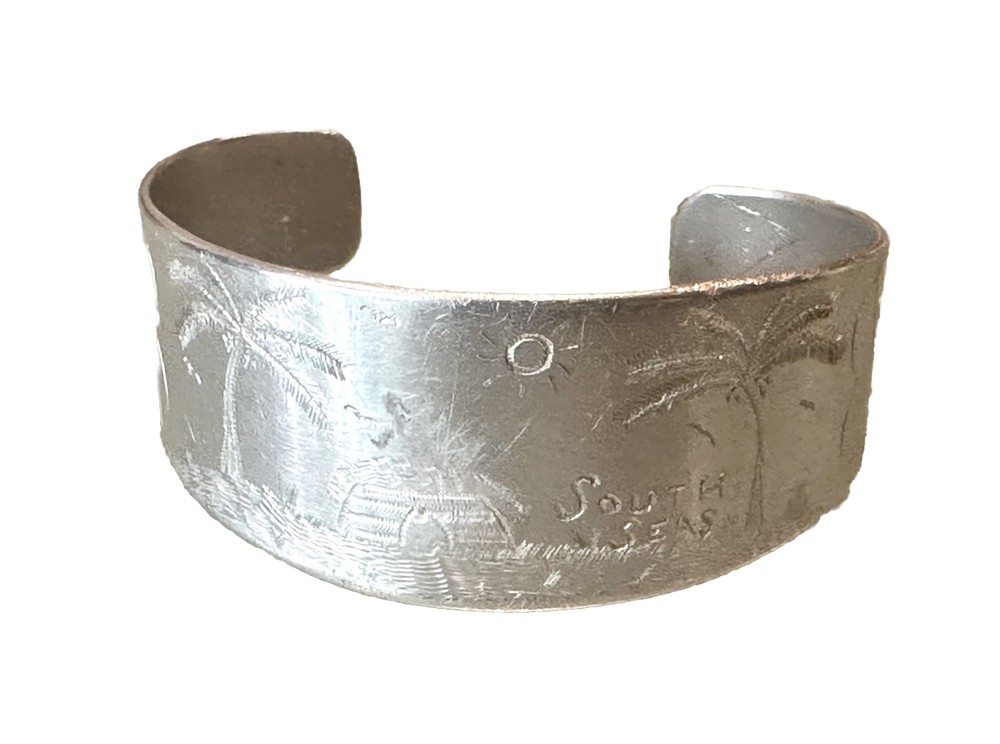 Vintage WW2 South Seas Military Army Cuff Aluminum Trench Bracelet Made By S/SGT