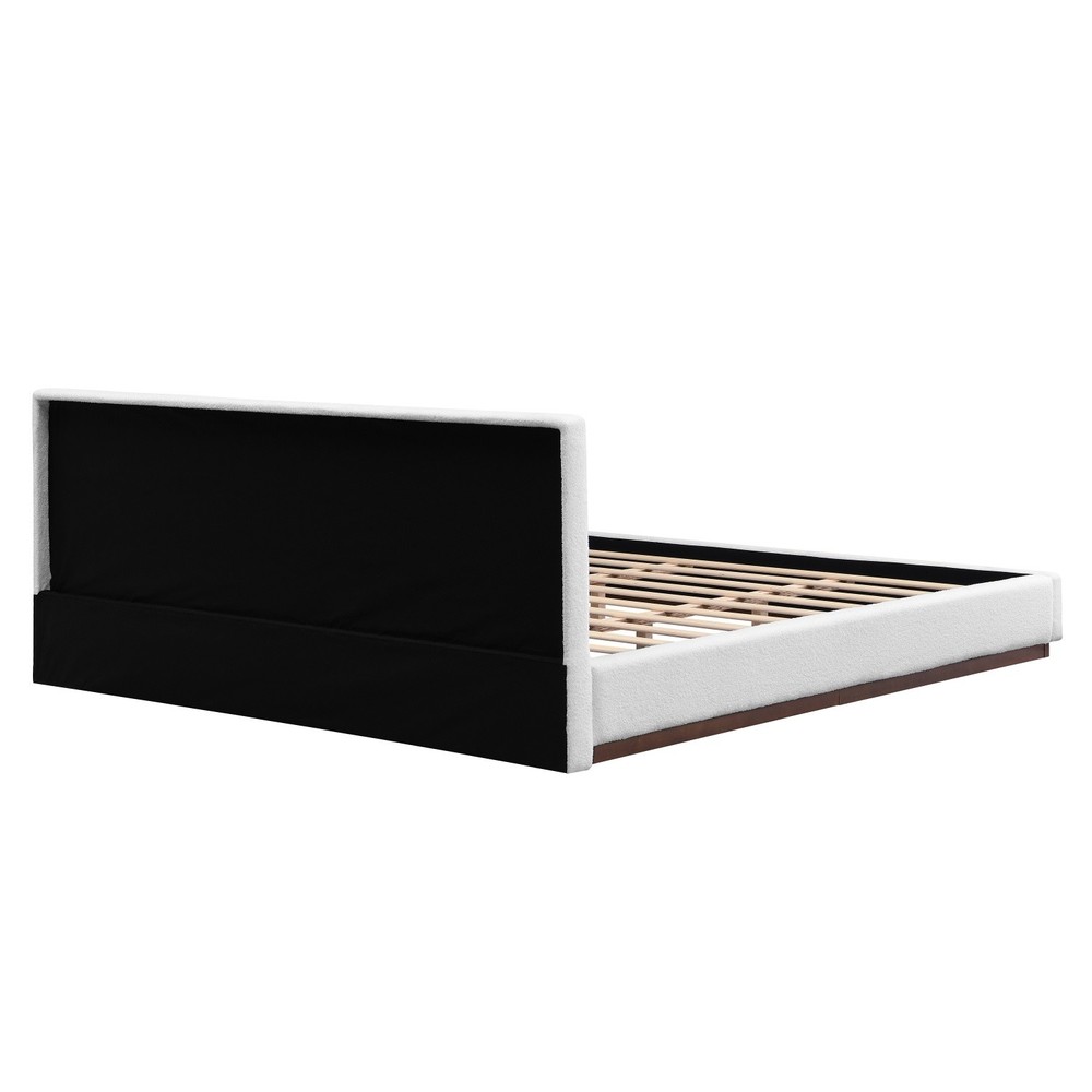 King Size Modern Upholstered Platform Bed Frame w/ Headboard & Solid Wood Base