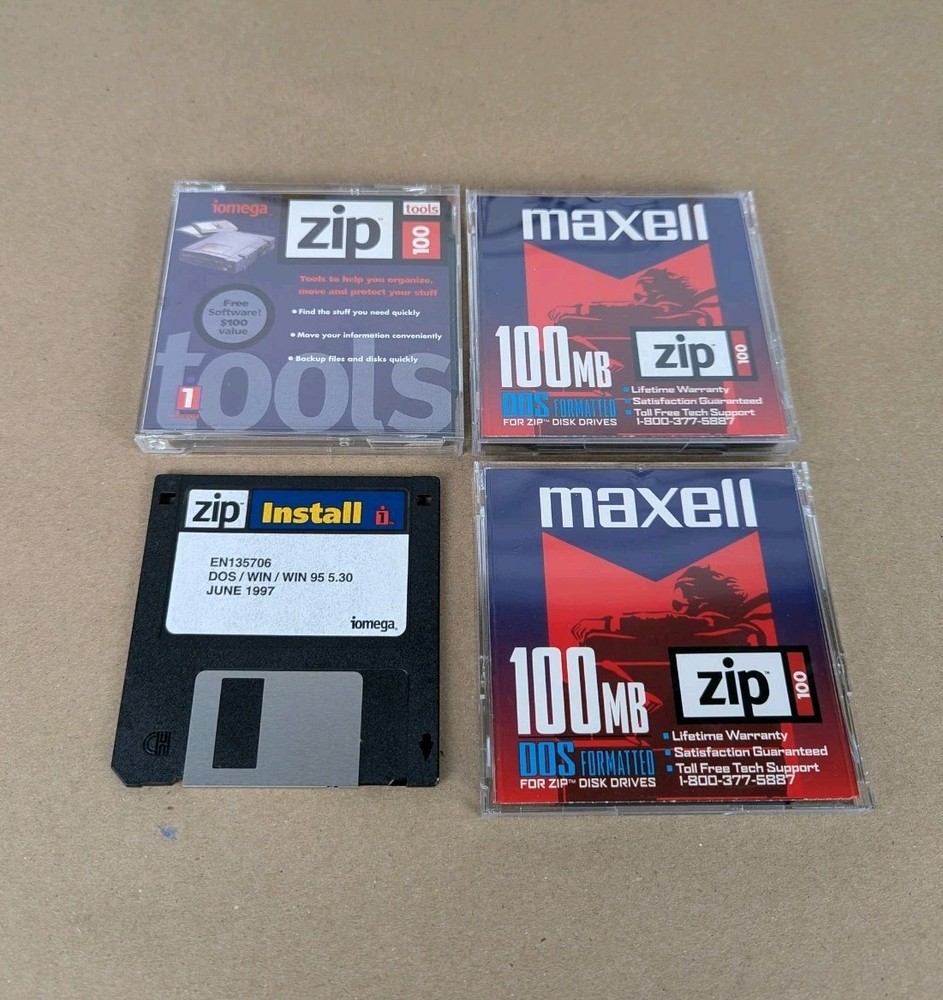 Iomega Zip 100 Parallel Port External Drive System Bundle Z100P2 TESTED VG