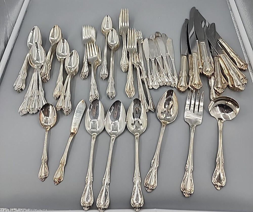 WM Rogers Oneida Silver Overlay 115 Piece Chalice Harmony Flatware Set