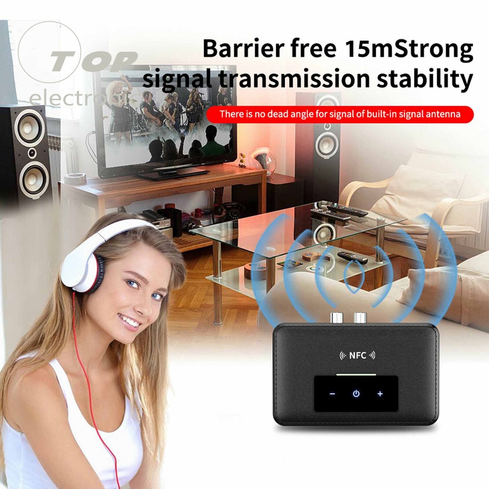 Bluetooth 5.0 RCA Audio Receiver Transmitter 3.5mm AUX NFC Wireless Adapter