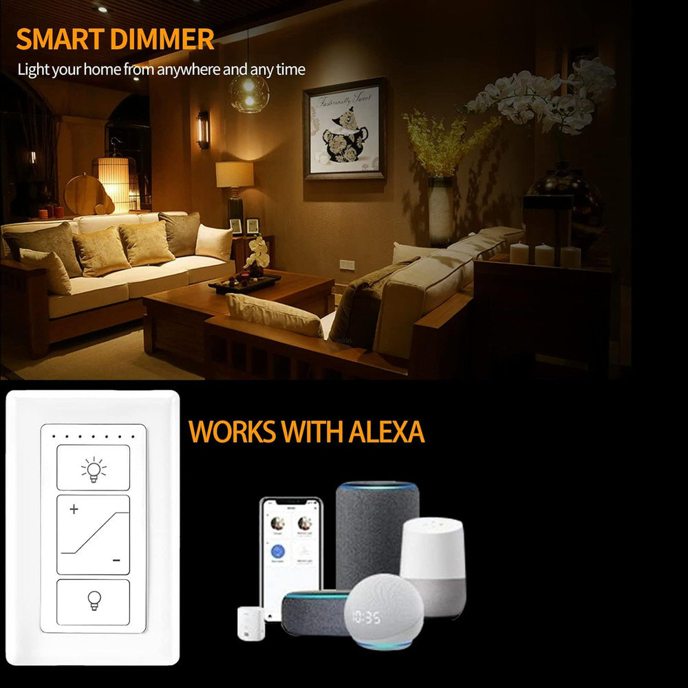 Light Switch, 2.4G&5G Dimmer Switch, Single Pole Smart Switch Compatible with Al