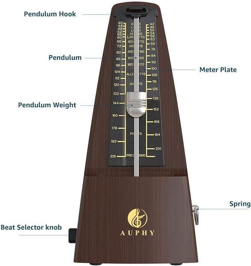 Mechanical Metronome with Accent Bell, Classic Shape, Accurate Beat, Multiple Be