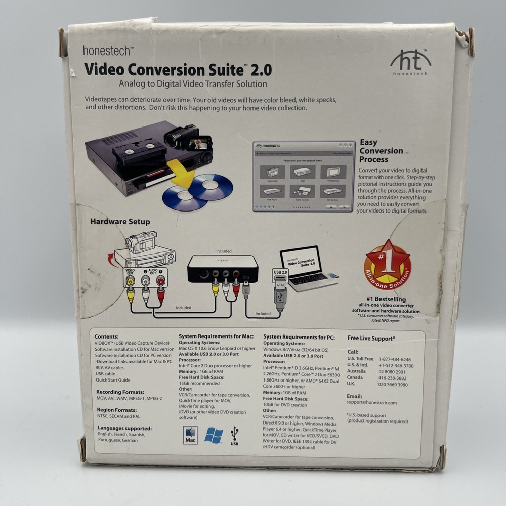 Honestech Video Conversion Suite 2.0 for PC & Mac Analog to Digital Solution