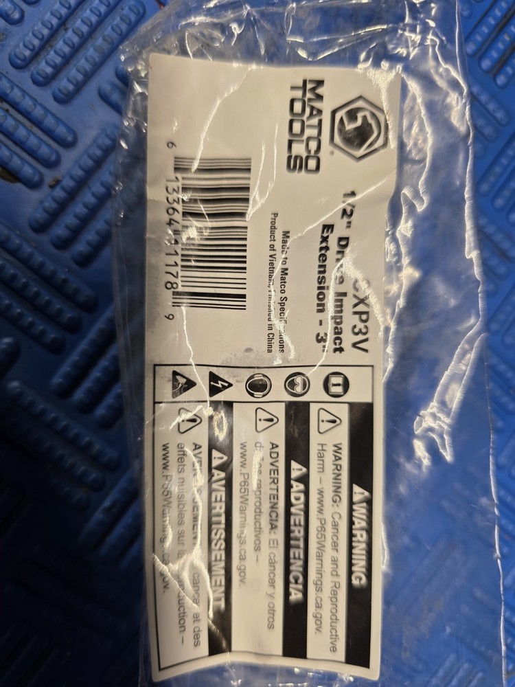 MATCO TOOLS IMPACT EXTENSION 3" SOCKET IMPACT EXTENSION 3"LONG 1/2 Drive