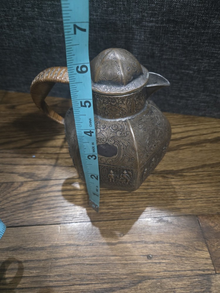 Repousse Silverplate On Copper E.G. Webster & Son Antique Tea Pot Late 19th Cent