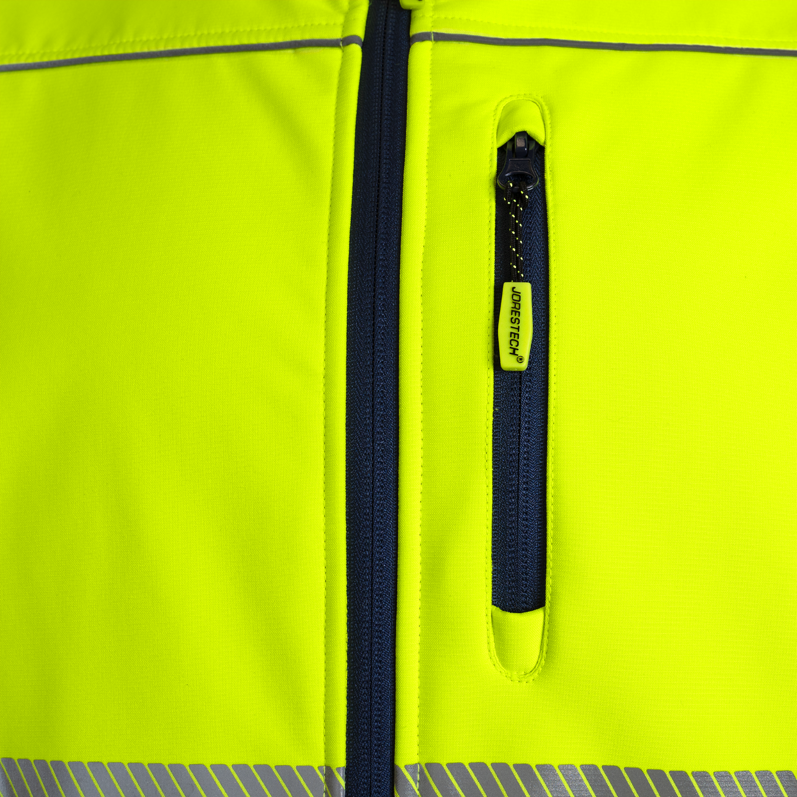 Hi-Vis Softshell Fleece Lined Safety Jacket with Reflective Strips by JORESTECH