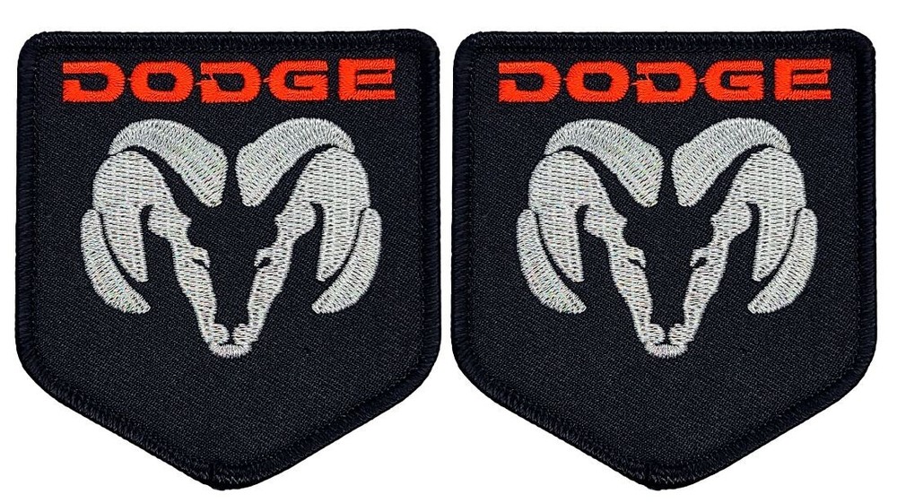 DODGE RAM SHIELD EMBROIDERED PATCH - 2PC BUNDLE - iron on sew  3" x 3"