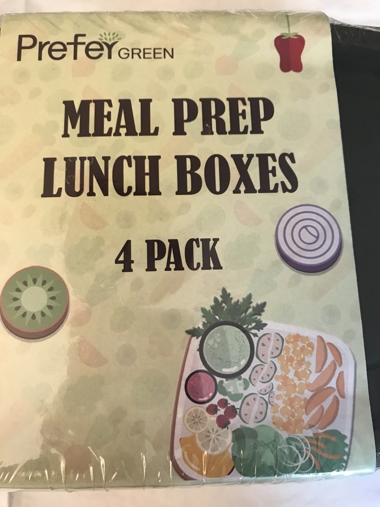 Prefey Green Meal Prep Lunch Boxes 4 Pack Black