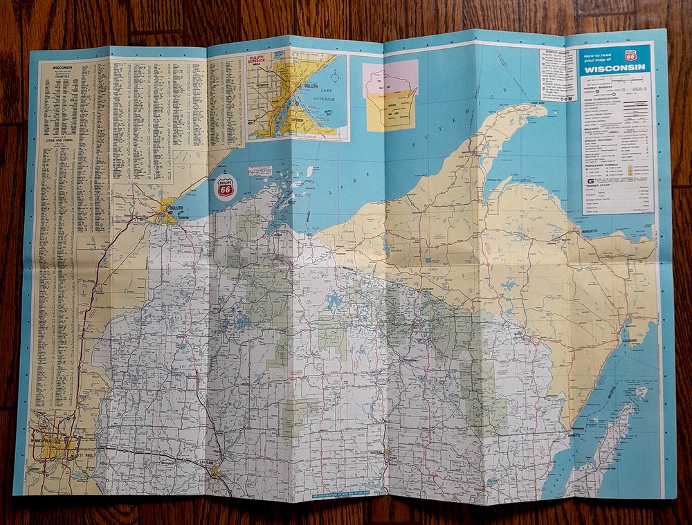 Vintage 1971 ' Phillips 66 ' Wisconsin Map