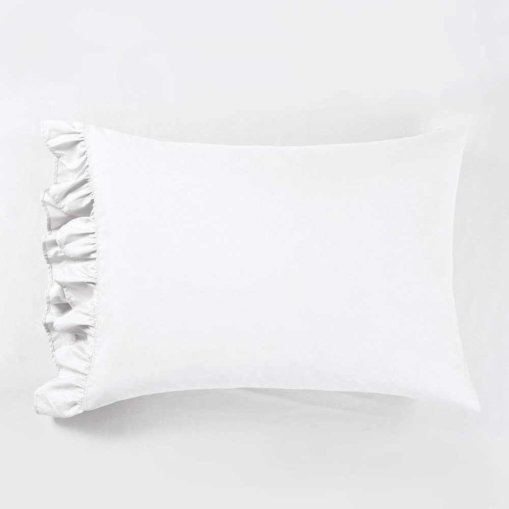 Reyna Ruffle Sheet Set, 6 Piece Set, Queen, White - Soft & Comfortable Sheets wi
