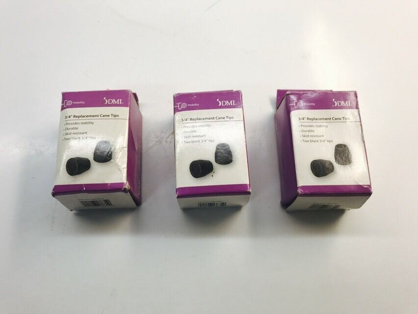 2 Pack Walker Replacement Tips with Metal Insert Black 1/2” OD