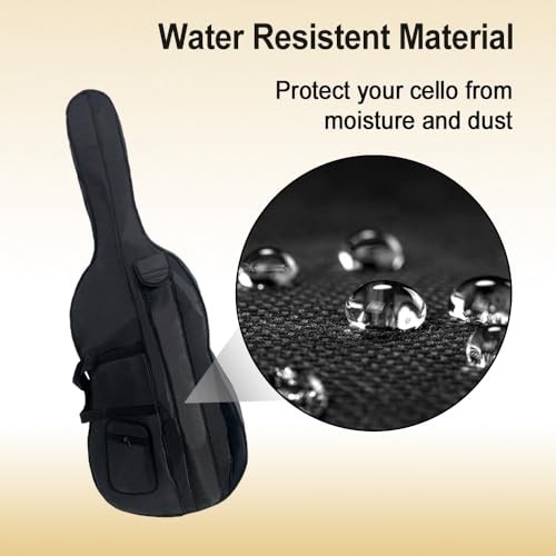 Cello Gig Bag Full Size - Padded Soft Case with Backpack Straps & 4/4
