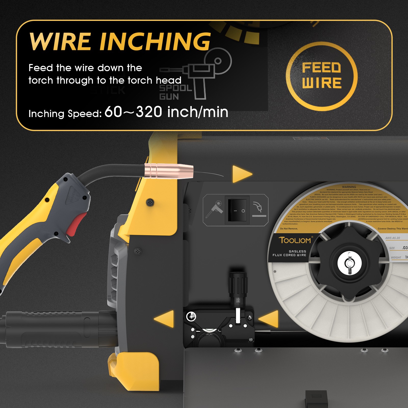 5in1 200A MIG Aluminum Welder MIG/Flux MIG/Lift TIG/Stick/Spool Gun 110/220V