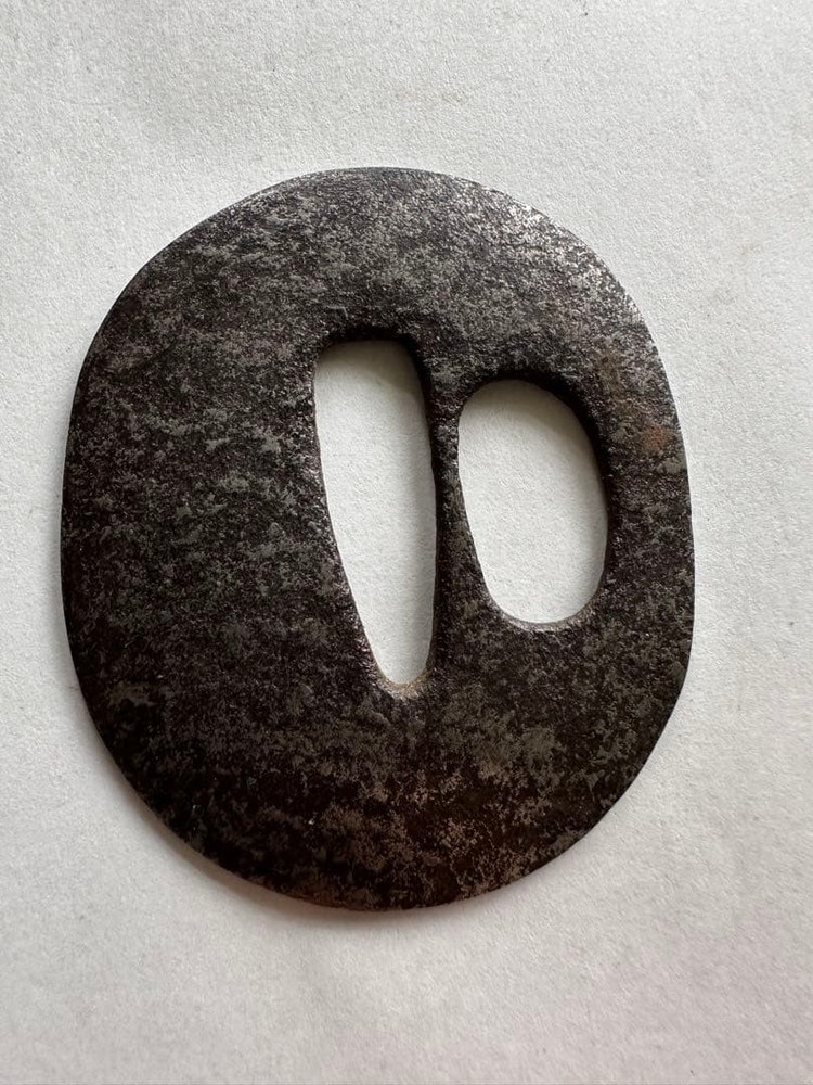 Tsuba Thin Iron Edo Era Sword Guard Antique Accessory Authentic Rare