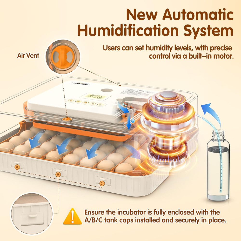Incubator for Hatching Eggs, 56 Eggs Incubator with Automatic Egg Turning, Tempe