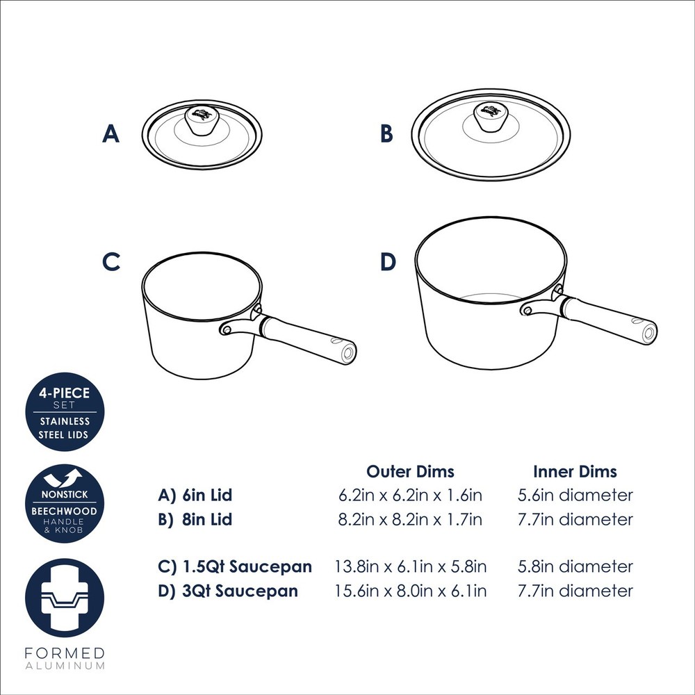 Nordic Ware Cardamom Cookware 4 Piece Saucepan Set