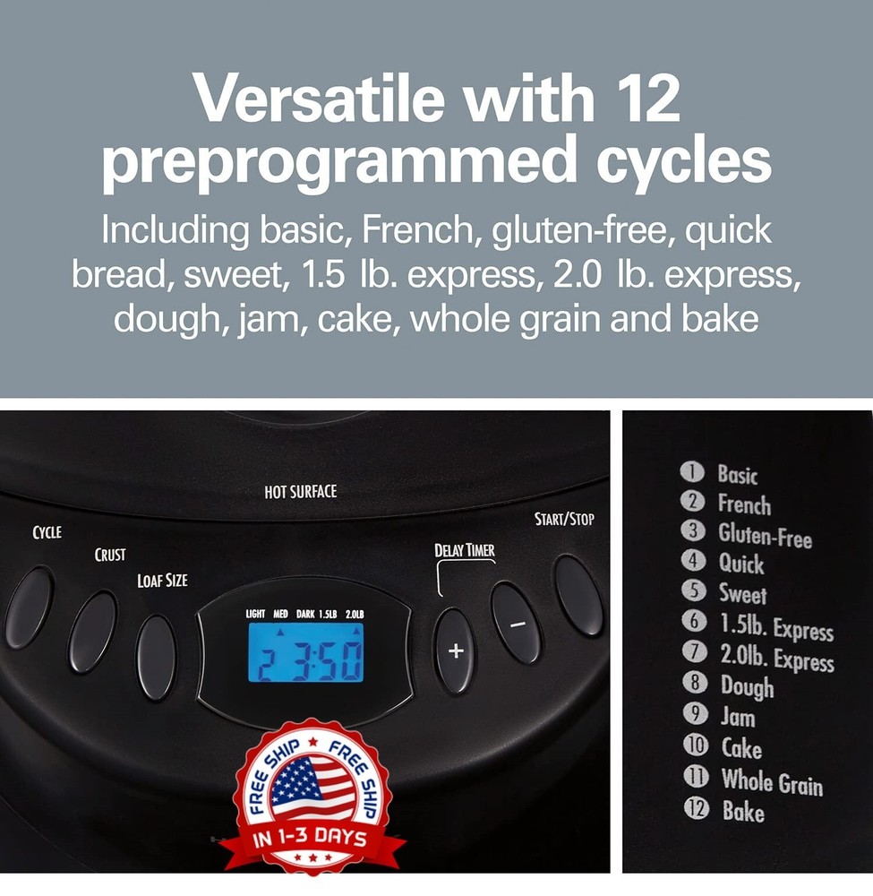 Maquina Para Hacer Pan Digital Bread Maker 2 Libras 12 Programas Rapido Facil