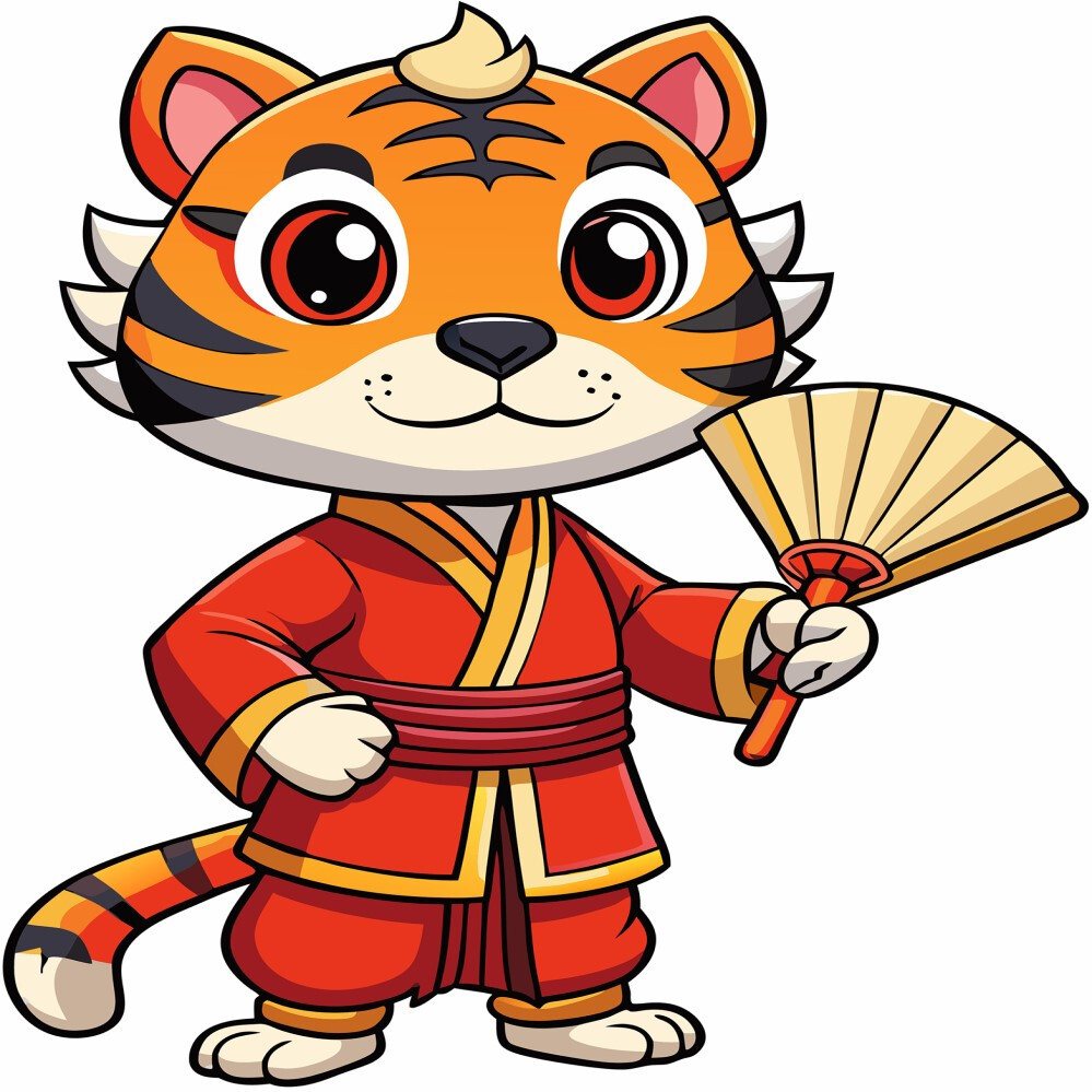 30 Custom Oriental Fan Tiger Personalized Address Labels