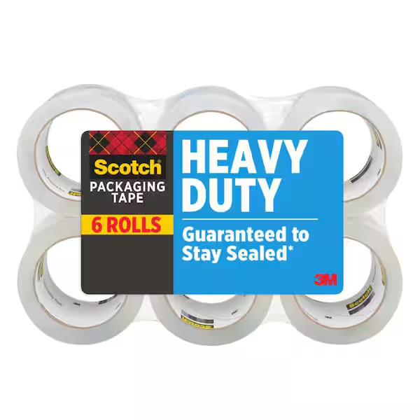 Scotch Heavy Duty Shipping Tape, 6 Rolls/Pack, 1.88" x 54.6 yds, Clear (38506)..