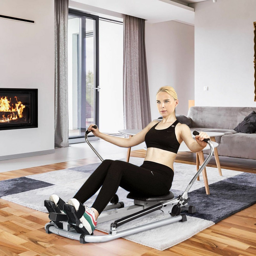 Gymax Exercise Rowing Machine Rower w/Adjustable Double Hydraulic Resistance