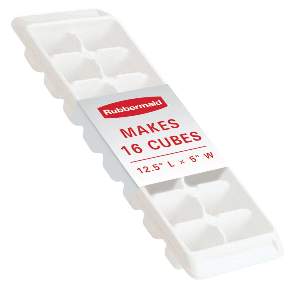 Rubbermaid Plastic Ice Cube Tray, Quick-Release, White Rectangular