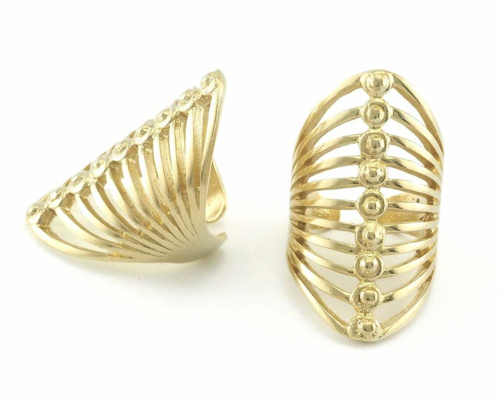 Cage Adjustable Ring Raw brass (18mm 7.5US inner size - Adjustable ) OZ2728