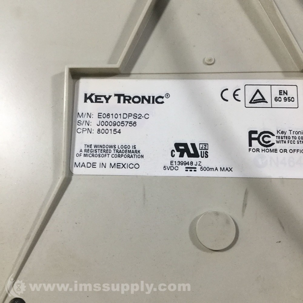 Key Tronic E06101DPS2-C PS/2 Keyboard USIP