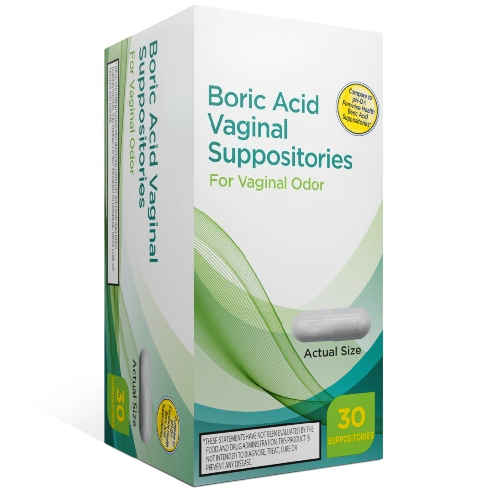 Boric Acid Vaginal Suppositories for Vaginal Odor, 30 Count