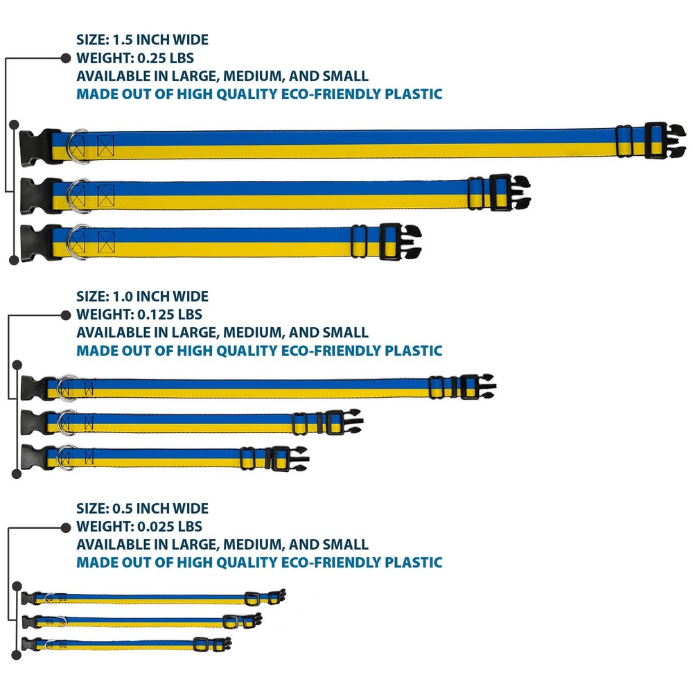 Plastic Clip Collar Ukraine Flag Continuous Small 9.5-13"