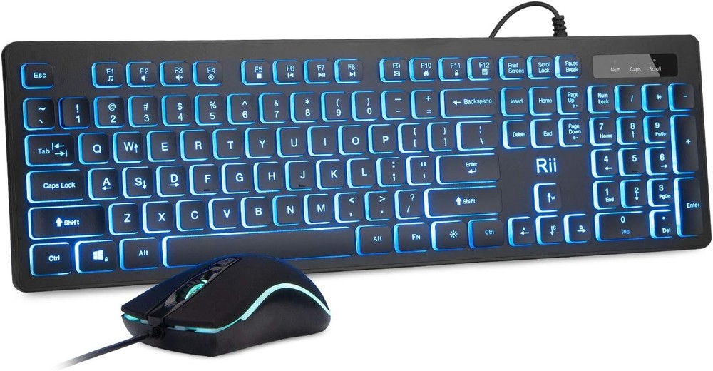 Three Colors Backlit Wired Keyboard and Mouse Combo