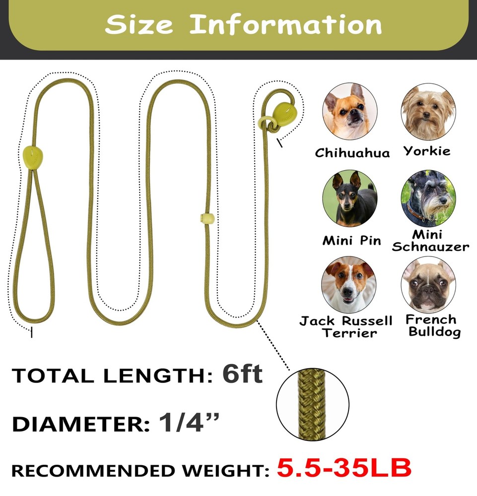 Green 6FT Heavy Duty Dog Training Leash - Comfortable Rope, No Pull, Suitable...