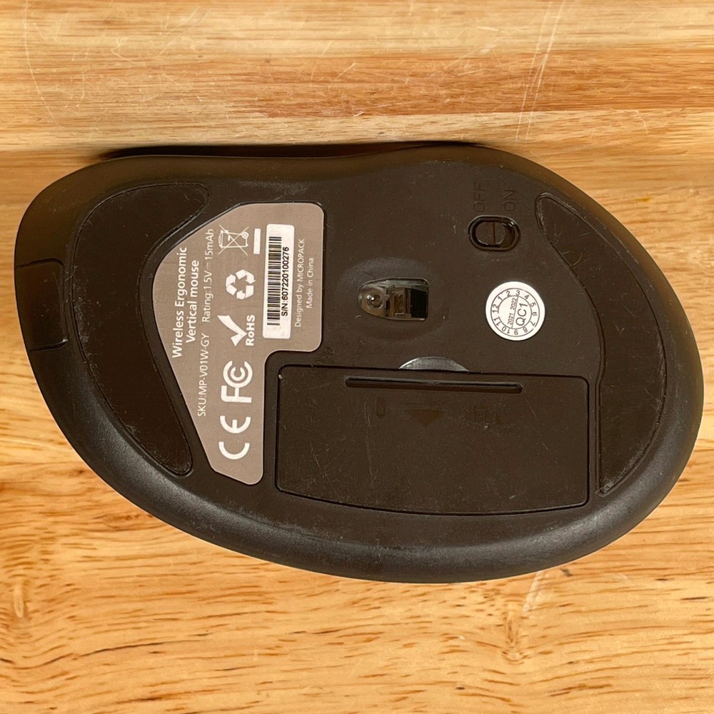 Micropack MP-V01W Gray USB Wireless 6-Buttons Ergonomic Vertical Optical Mouse