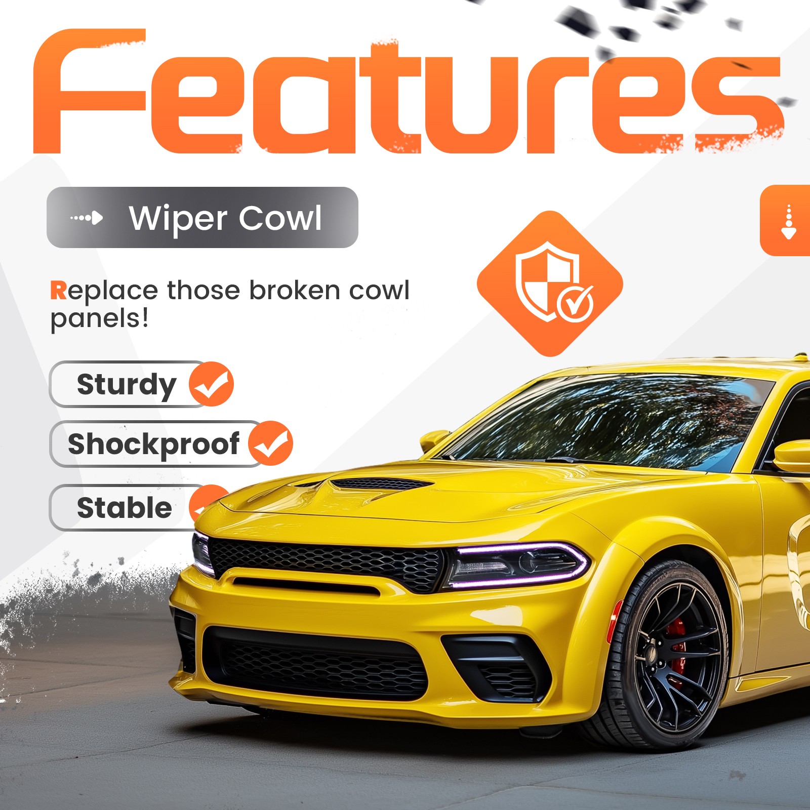 Front Windshield Cowl Vent Grille Cover Panel For 12-23 Dodge Charger 57010314AI