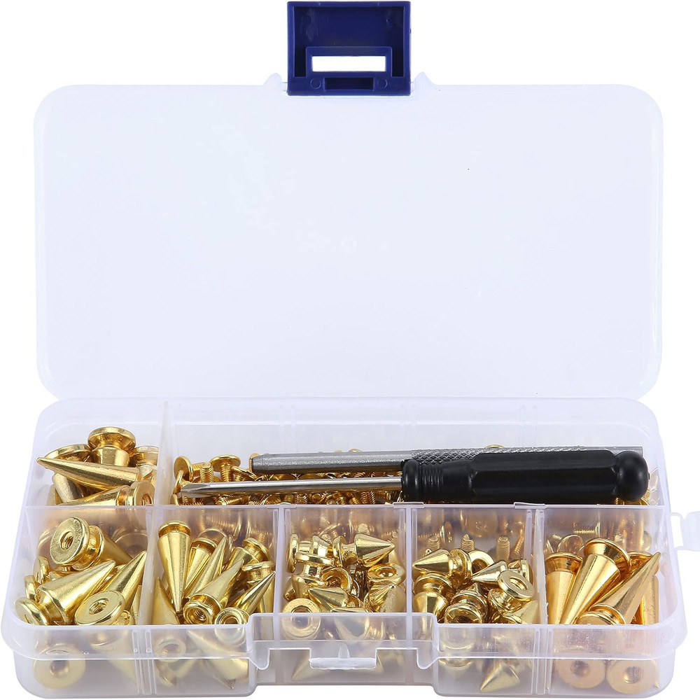 70 Sets Mixed Shape Spikes and Studs Assorted Sizes Spike Studs for Clothing Gol